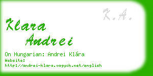 klara andrei business card